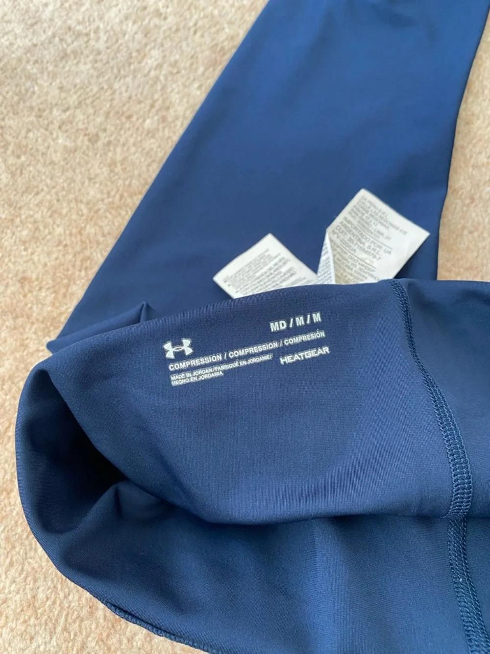 Under Armour Heat Gear Sport Navy Blue Compression Leggings Sportswear Sz M